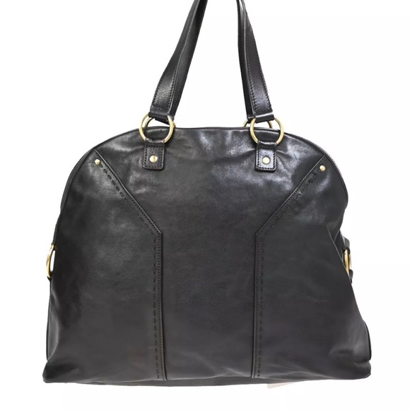 Yves Saint Laurent Dark Brown Leather Bag with Gold Accents - Picture 2 of 14